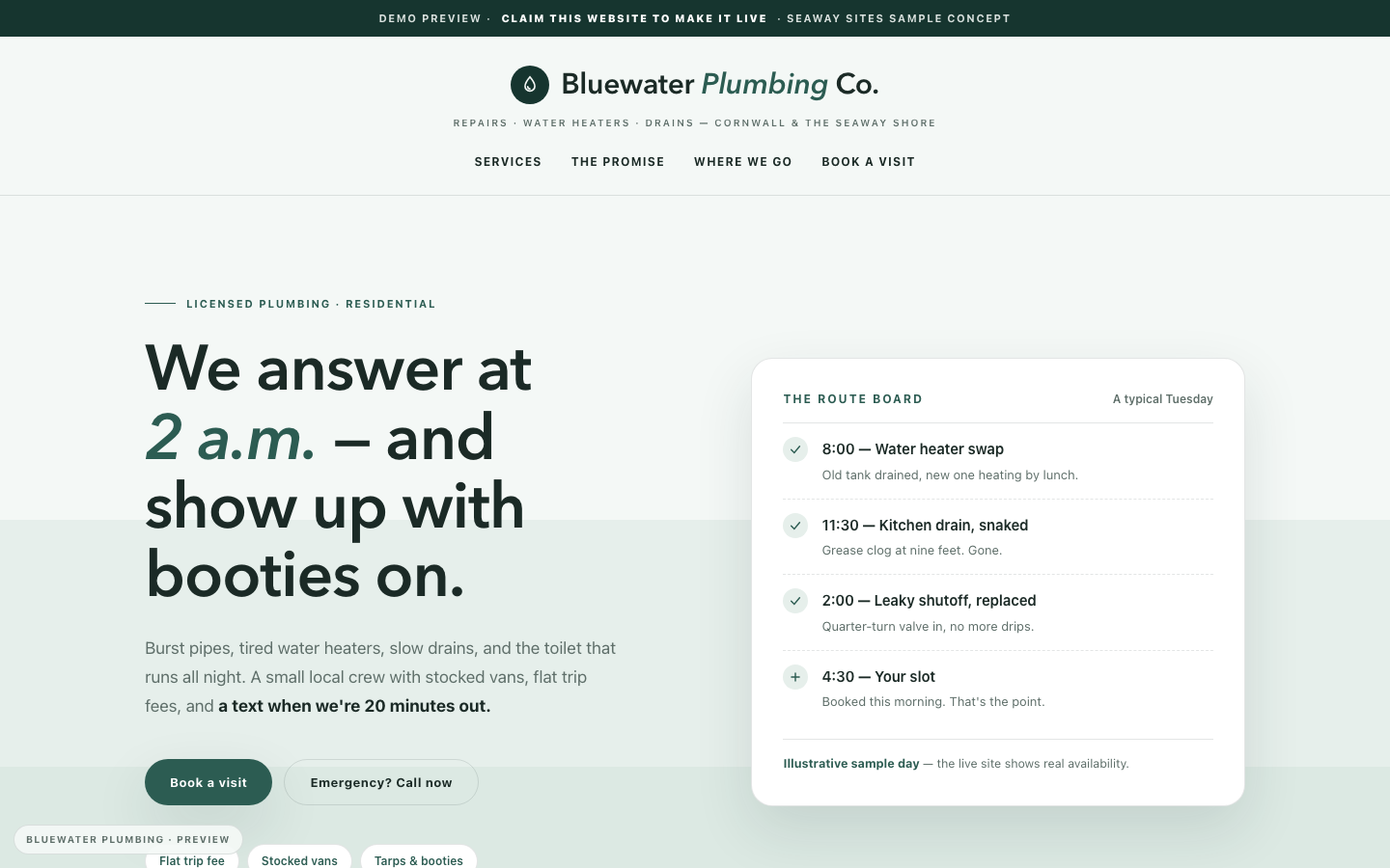 Local Plumbing Company Landing Page — screenshot preview