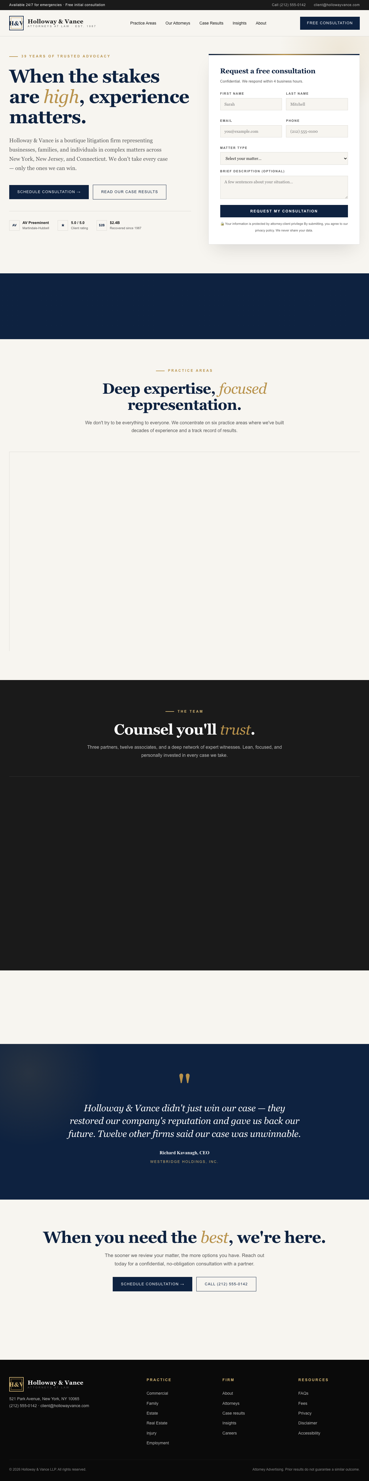 Modern Law Firm Landing Page — screenshot preview
