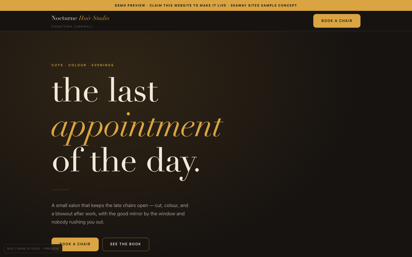 Modern Hair Salon Landing Page — screenshot preview