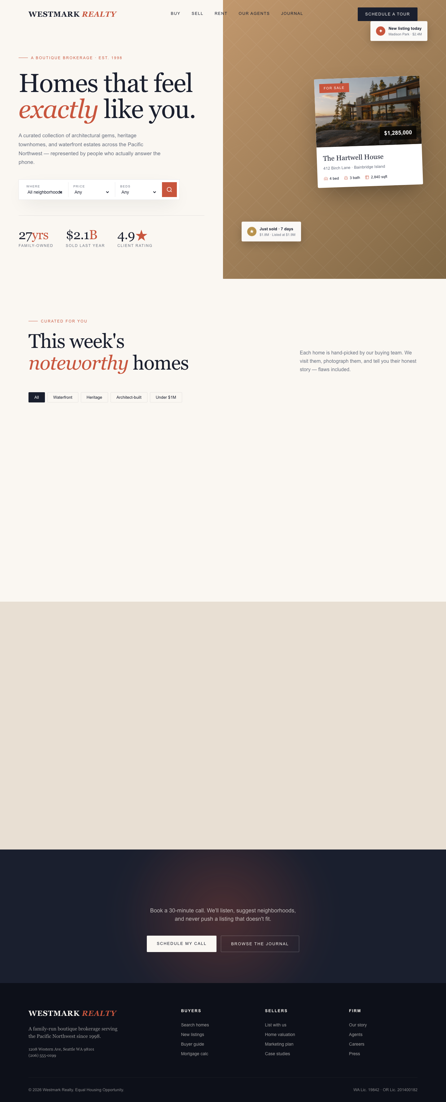 Modern Real Estate Brokerage Landing Page — screenshot preview