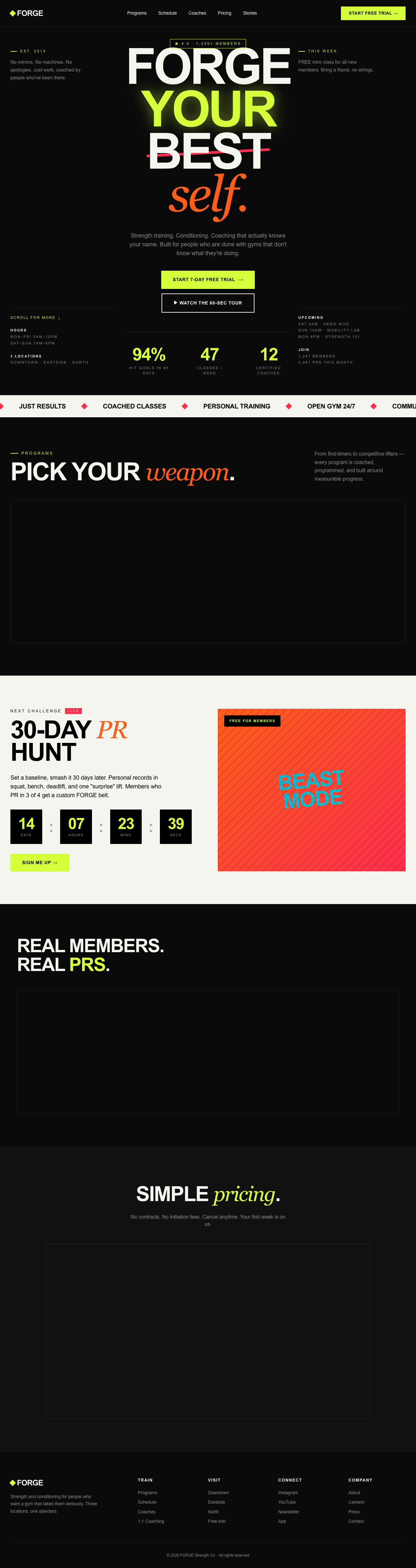 Modern Fitness Studio Landing Page — screenshot preview